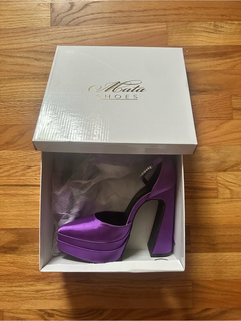 Purple Satin Platform Pump